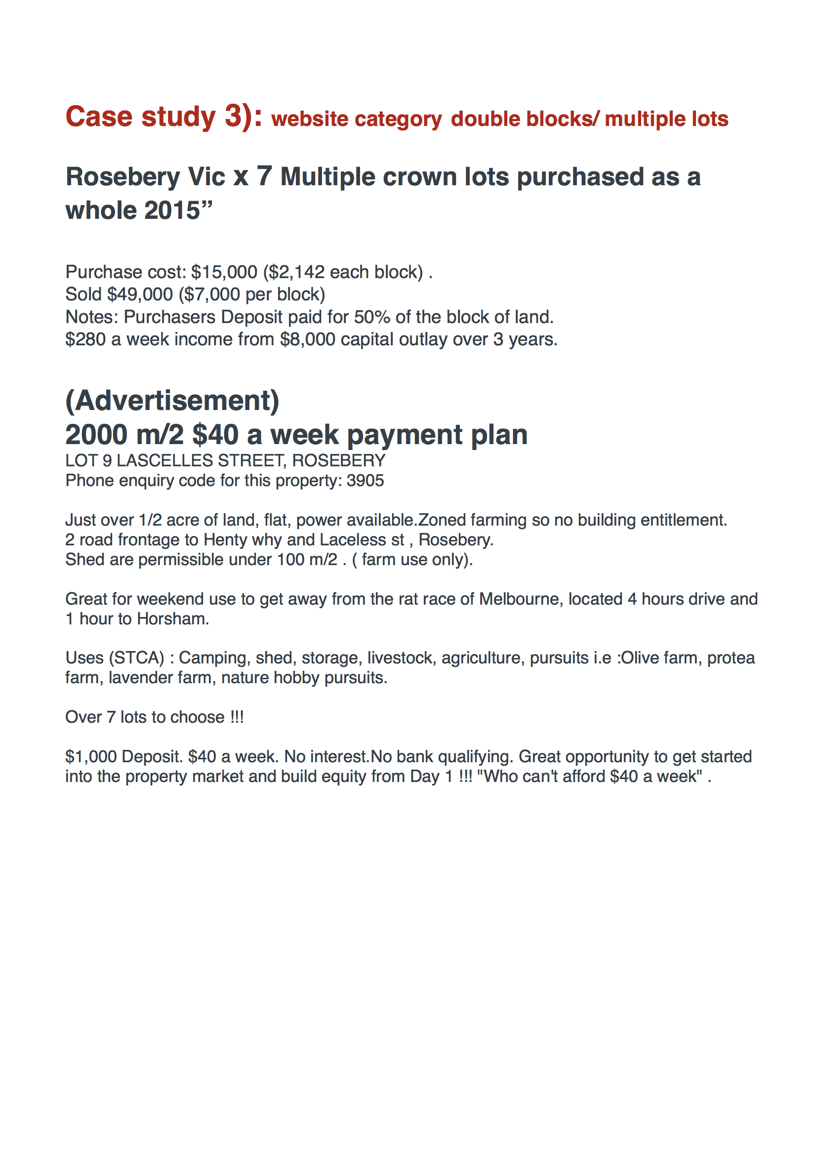 Subdivided Land for Sale